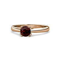 RED GARNET PRONG SOLITAIRE prsten za angažman 1. CT u 14K Rose Gold.Size 5.0