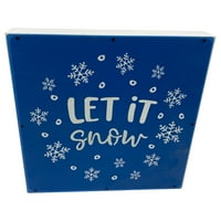 12 Square 'Let It Snow' Woodblock Božić znak