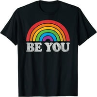Žene muške LGBTQ Budi gej ponos LGBT Ally duga Zastava Retro starinska majica crna majica