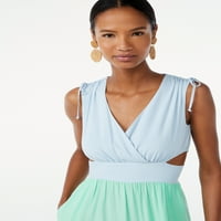 Scoop ženska maksi haljina bez rukava u boji sa izrezima sa strane