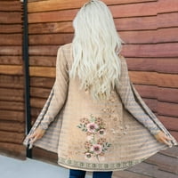 Amousa Cardigan za žene Ženska modna casual cvjetni ispis srednjeg duljine kardigan jaknu