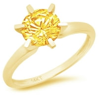 0.5 ct okrugli rez žuti prirodni citrin 18k žuto zlato godišnjica zaručnički prsten veličine 5.25