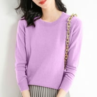 Strungten ženski pleteni džemper dugih rukava okruglog vrata labavi tanki vrh
