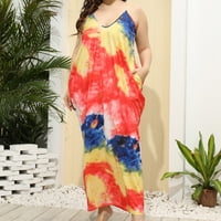 Yuwull haljina za žene ljetne duge Cami haljine Casual apstraktni Print Sundress haljina za zabavu na