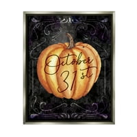 Stupell Industries 31. oktobar Halloween buketa za odmor Sivi Floater Umrimed Art Print Wall Art