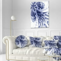 Designart simetričan tamnoplavi fraktalni cvijet - jastuk za bacanje cvijeća-12x20