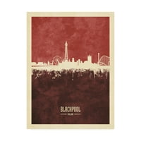 Zaštitni znak likovne umjetnosti' Blackpool Engleska Skyline Red II ' platnena Umjetnost Michaela Tompsetta