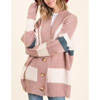 Ženski kardigan džemperi jesen zima otvoreni prednji Dugi rukav sa dugmetom na kopčanje pleteni kardigani