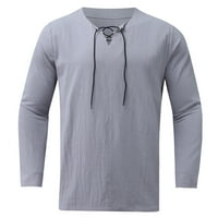 SHPWFBE Falls muške dugih rukava majica za muškarce Ležerne prilike pune top bluza Splice v-izrez bluza za bluzu vuka dugih rukava majica Modne labave zgodne košulje za muškarce Grey XXL