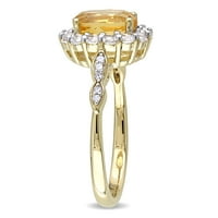 Miabella Women CT. Citrine, bijeli Topaz & Diamond Accent 14KT žuti zlatni koktel Halo prsten
