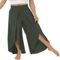 Ženske hlače široke noge visoki struk Yoga Pant Solid Color Palazzo Hlackes Baggy dno plaže Peacock Green