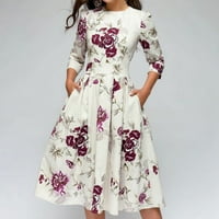 Mini haljine za žene posade izrez kratki rukav elegentni a-line retro vintage cvjetna za ispisnica Vestidos
