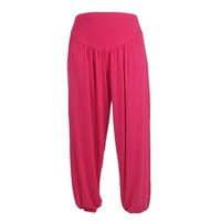 Ženske hlače Čvrste boje elastične joge Palazzo hlače plus veličina široke noge casual labave hlače žene