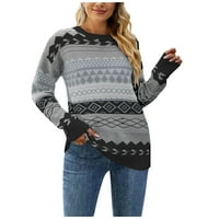 Jesen džemperi za žene Plus Size Moda Casual Retro boja kontrastna štampa dijamantsko pletenje Dugi rukav