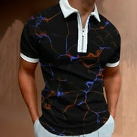 Muške bluze Muška 3d štampana rever pola patent pulover Atletski kratki rukav majica,Crna