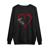 Žene vole srce Duks Sretan Dan zaljubljenih majice grafički Dugi rukav Crewneck pulover vrhovi