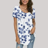Mikilon žene modni štampani Casual okrugli vrat kratki rukav labava majica bluza vrhovi ženske kratke