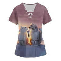 Bazyrey ženske kratke rukave ženske posade vrat grafički printovi bluza Moda slatka životinja košulje