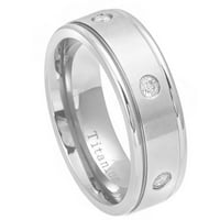 Titanium bend bijeli IP pozlaćeni četkica sa CZS-om, sjajni stepen rub vjenčani prsten za prsten ili dame