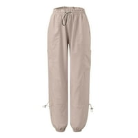 Daznico Woman plus Size čvrste kargo pantalone Relaxed Fit široke pantalone visokog struka sa džepovima labave široke nogavice sa više džepova pantalone za žene Pink XL