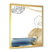Designart 'Golden Marine Shell Classic Blue Abstract' Farmhouse Framed Art Print