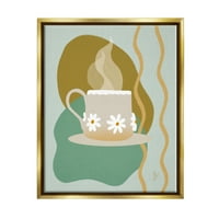 Stupell Industries Savremena Šolja Za Kafu Oblikuje Hranu I Piće Slikarstvo Zlatni Plovak Uokviren Art