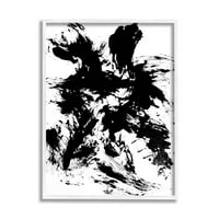 Savremena crna mastila sažetak Grafička umjetnost Bijela uramljena umjetnost Print Wall Art