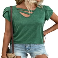 REJLUN Ženska majica Kratki rukav Ljetni vrhovi V izrez T Majica Comfy Tee Soft Dneingwear Tunic Bluze