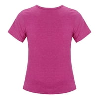 Felwors Kids Girls Casual Tunic Tops Knot Prednji gumb Kratki rukav bluza Majica Tee Hot Pink, S