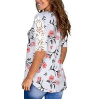 Ženska čipka s kratkim rukavima V-izrežene majice Labave Ležerne prilike ljetni tee vrhovi bluza xxl