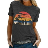 Honeladyy ljeto surfanje plaže štampane žene ljeto kratki rukav bluza Top Shirt majica kratki vrhovi za