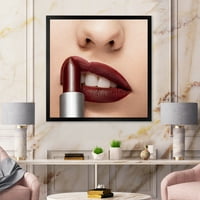 Dizajdranje crveni ruž za usne primenjeni na žensku usne Moderni uokvireni umjetnički otisak