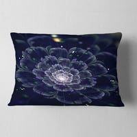 Designart tamno plavi fraktalni cvijet digitalna umjetnost - cvjetni jastuk-12x20