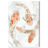 Wynwood Studio Životinje Wall Art Canvas Prints 'Julianne Taylor - Koi Pond Marble' Morske Životinje-Narandžasta,