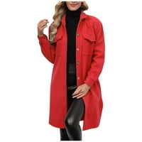 Hinvhai ženski kaput plus veličine Žene pune boje vunene kapute rekreativni dugi rukavi za dugi rukavi