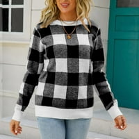 Ženski džemperi ispisani ispisani O-izrez Dugih rukava Geometrijski uzorak uzorci labavi pleteni modni