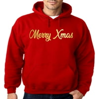 Muški zlatni Merry Xmas V crveni pulover Duks s dukserom malih crvenih