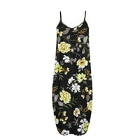 Ljetne haljine za žene plus veličine bez rukava s rukavima Cvjetni uzorak haljina V-izrez midi fit i flare