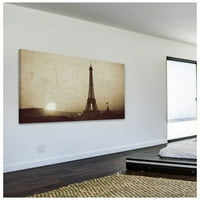 Eiffelov toranj i zalazeće Sunce otisak slike na omotanom platnu