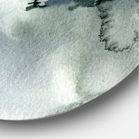 Designart 'minimalistička Snježna jela sa zimskom šumom' moderni krug metalni zid Art-disk od 11