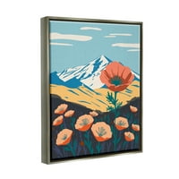Stupell Industries Mappy Cvjetovi planinski pejzaž Botanički i cvjetni slikanje Siva plod Framed Art Print