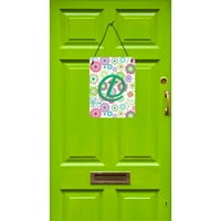 Carolines Treasures CJ2011-EDS slovo e cvijeće ružičasti teal zeleni početni zid ili viseći otisci vrata,