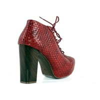 Vintage teksturirane tkane ženske čizme s visokom potpeticom u crvenoj boji