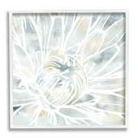 Stupell Industries Flower Latils Stamen Izbliza Bijeli Outline Grafička umjetnost Bijela uramljena umjetnost