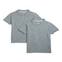 Wonder Nation Školska Uniforma Za Djevojčice Interlock Polo Majica Kratkih Rukava, 2 Pakovanja, Veličine