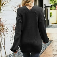 Smanjeni Ženski Džemper V-Izrez Pulover Džemper Jednobojna Udobna Kratka Dužina Dugi Rukav Jesenji Zimski