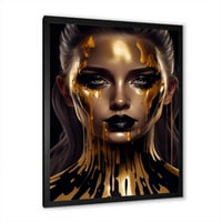 Designart Sensual Liquid Gold žena VII uokvirena zidna Umjetnost