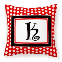 Carolines Treasures CJ1012-KPW slovo k inicijalni monogram crvene crne polke točkice ukrasne platnene jastuk od tkanine