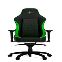 HHGEARS XL serija Gaming Stolica Crna i zelena s glavnim lumbalnim jastucima