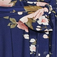 Allison Brittney Womens Â¾-rukav Fau Wrap Midi haljina sa samostalnim pojasom